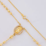 Rosario Virgen Guadalupe Cruz Cristo Diamantado 9g / 20 in / 3.4mm Oro Amarillo 18K