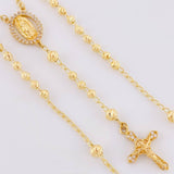 Rosario Virgen Guadalupe Cruz Cristo Diamantado 9g / 20 in / 3.4mm Oro Amarillo 18K
