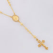 Rosario Virgen Milagrosa Cruz Cristo Diamantado 8.9g / 20 in / 3.4mm Oro Amarillo 18K