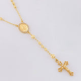 Rosario Virgen Milagrosa Cruz Cristo Diamantado 8.9g / 20 in / 3.4mm Oro Amarillo 18K