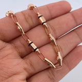 Bracelet Pyramid 4.75gr / 21.5cm / 4.2mm Black Rubber 18K Rose Gold $