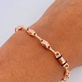 Bracelet Pyramid 4.75gr / 21.5cm / 4.2mm Black Rubber 18K Rose Gold $