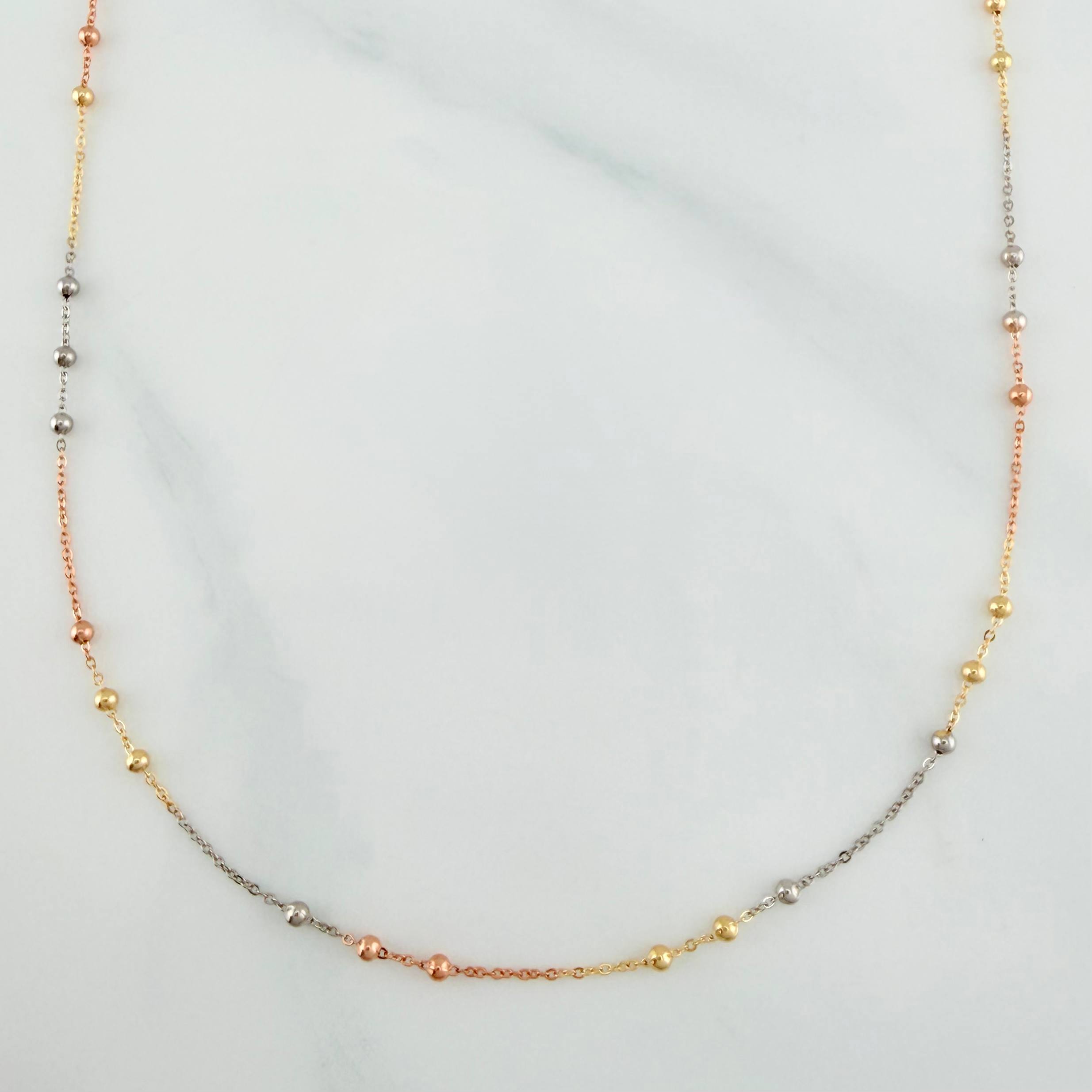 Classic Link Chain Beads 1.7 g / 17 1/2 in / 1.7 mm Three Golds 18K