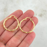 Sami Hoop Earrings 1.65gr / 1 1/4 in / Twisted Dotted 18K Gold