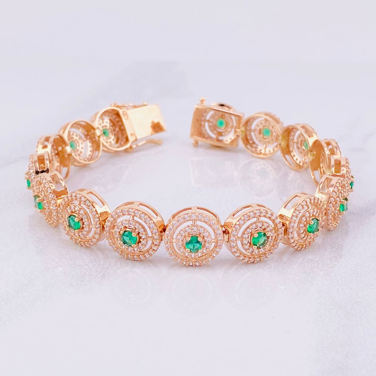 Pulso Tenis Circular 24.35g / 7 1/4 in / 10mm Oro Rosa 18K