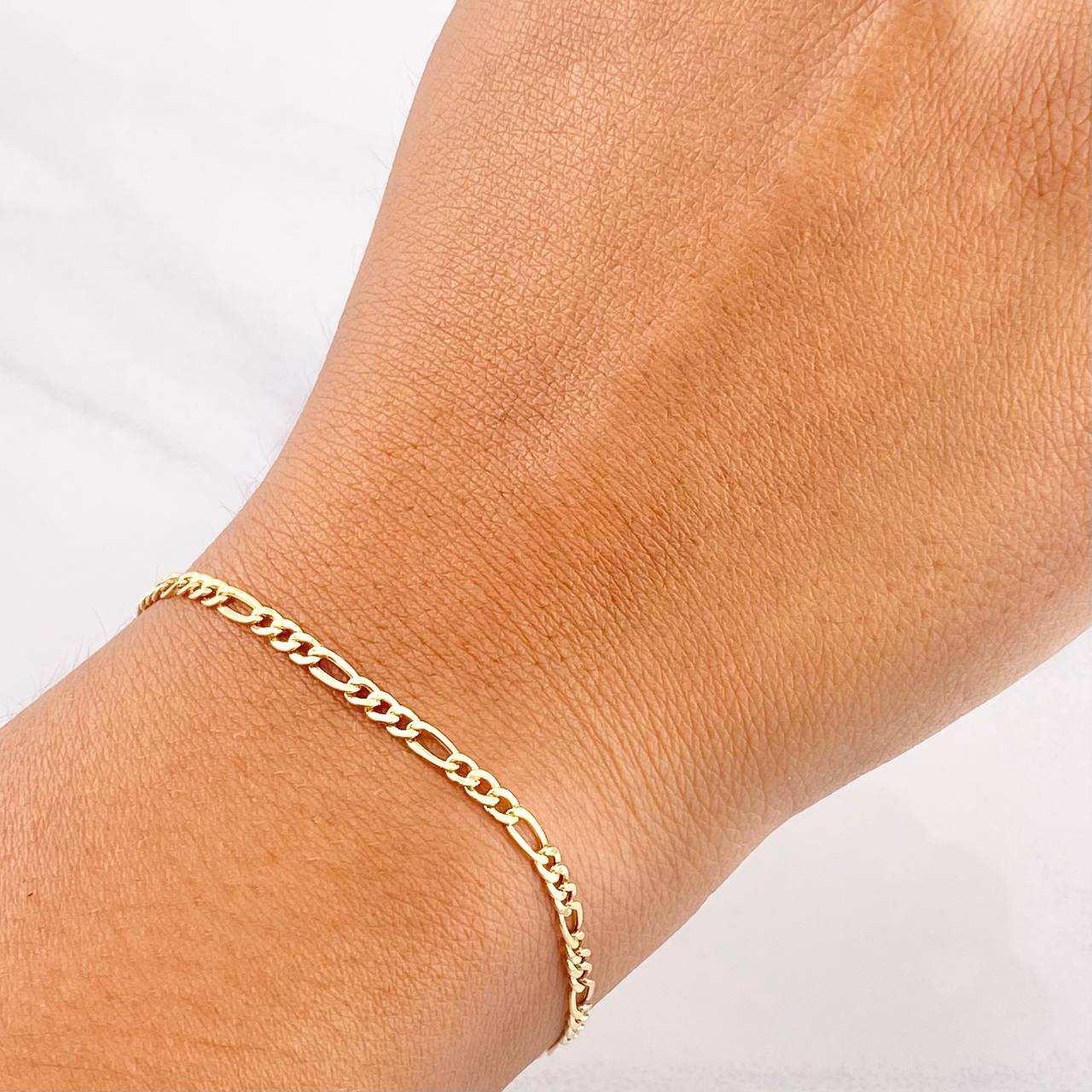 Figaro Bracelet 1g / 8 in / 2.55mm Yellow Gold 18K