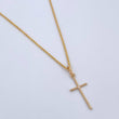 Set Cadena Lazo 0.9gr / 45cm / 1.2mm + Dije Cruz 0.55gr / 2.6cm Circon Blanco Oro Amarillo 18K (Oferta) $