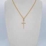 Set Cadena Lazo 0.9gr / 45cm / 1.2mm + Dije Cruz 0.55gr / 2.6cm Circon Blanco Oro Amarillo 18K (Oferta) $