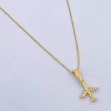 Singapore Chain Set 1.05 / 45cm / 0.7mm + Pendant Pendant 0.6gr / 1.9cm White Zircons Yellow Gold 18K (Offer) $