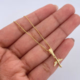 Singapore Chain Set 1.05 / 45cm / 0.7mm + Pendant Pendant 0.6gr / 1.9cm White Zircons Yellow Gold 18K (Offer) $
