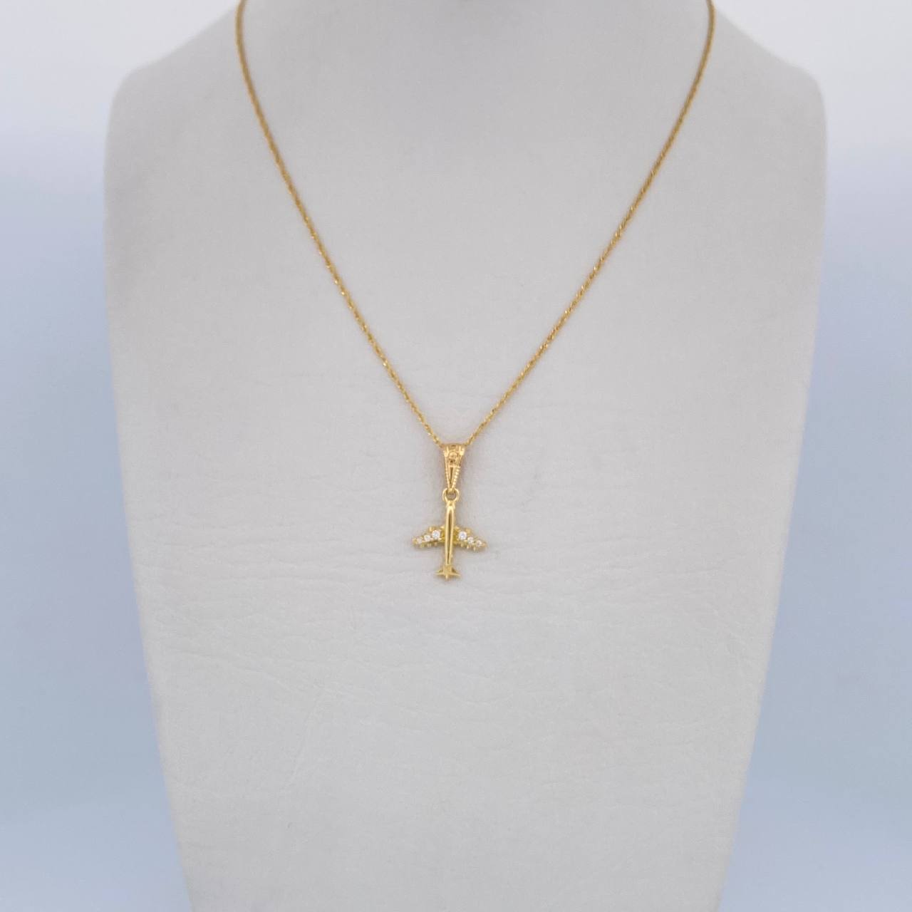 Singapore Chain Set 1.05 / 45cm / 0.7mm + Pendant Pendant 0.6gr / 1.9cm White Zircons Yellow Gold 18K (Offer) $