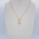 Singapore Chain Set 1.05 / 45cm / 0.7mm + Pendant Pendant 0.6gr / 1.9cm White Zircons Yellow Gold 18K (Offer) $