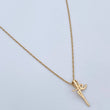 Set Cadena Singapur 1.1gr / 45cm / 0.7mm + Dije Cruz Fe 0.55gr / 1.6cm Liso Oro Amarillo 18K (Oferta) $