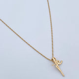 Set Cadena Singapur 1.1gr / 45cm / 0.7mm + Dije Cruz Fe 0.5gr / 1.6cm Liso Oro Amarillo 18K (Oferta) $