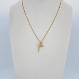 Set Cadena Singapur 1.1gr / 45cm / 0.7mm + Dije Cruz Fe 0.5gr / 1.6cm Liso Oro Amarillo 18K (Oferta) $