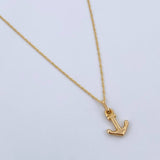 Set Cadena Singapur 1.05gr / 45cm / 0.8mm + Dije Ancla 0.95gr / 1.5cm Liso Oro Amarillo 18K (Oferta) $