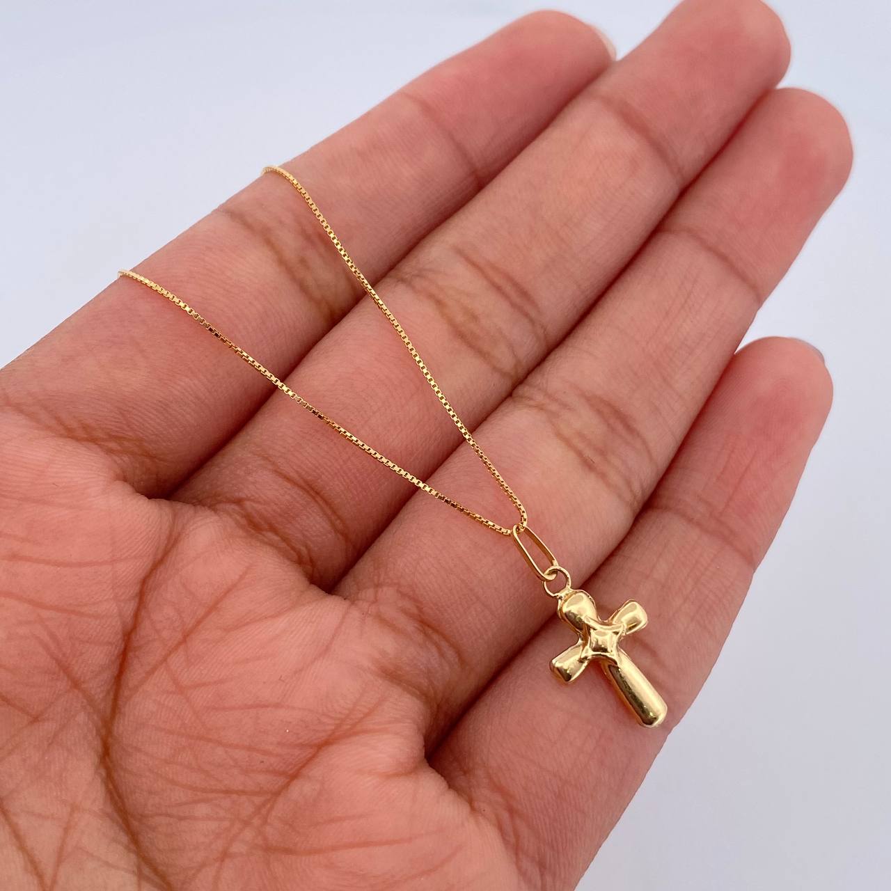Set Venetian Chain 1.05 / 45cm / 0.5mm + Pendant Cross Rhombus 0.4gr / 1.8cm Stamped Yellow Gold 18K (Offer) $