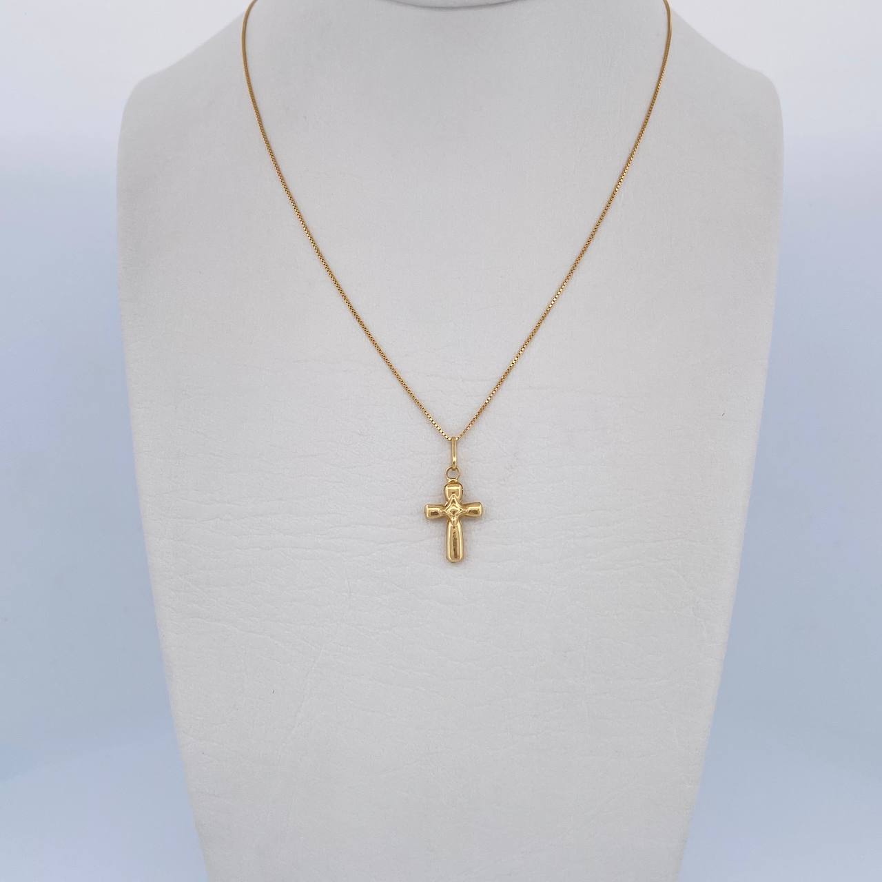 Set Venetian Chain 1.05 / 45cm / 0.5mm + Pendant Cross Rhombus 0.4gr / 1.8cm Stamped Yellow Gold 18K (Offer) $