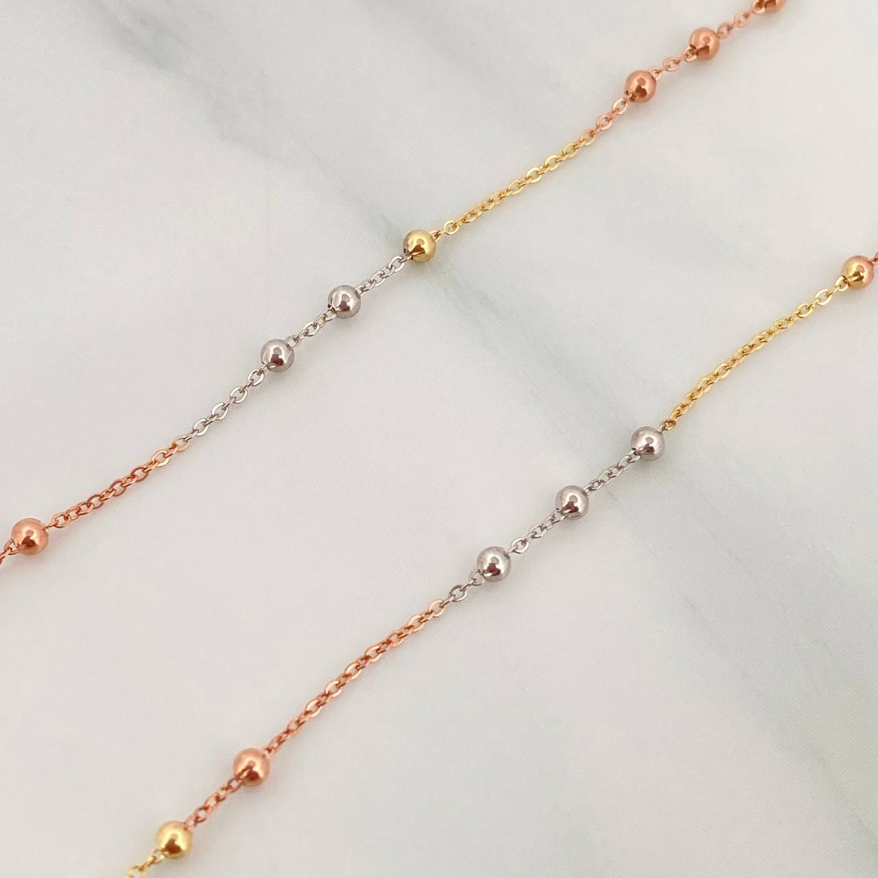 Classic Link Chain Beads 1.7 g / 17 1/2 in / 1.7 mm Three Golds 18K