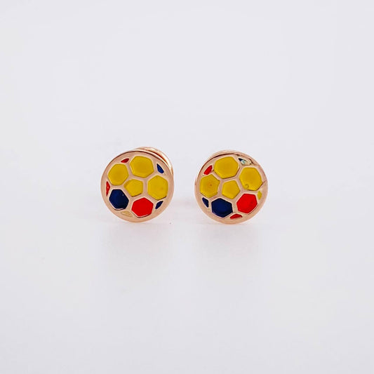 Stud Earrings Ball Tricolor 0.7g / in / 6.8mm Rose Gold 18K