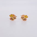Stud Earrings Bee Tricolor 0.08g / in / 8.9mm Rose Gold 18K