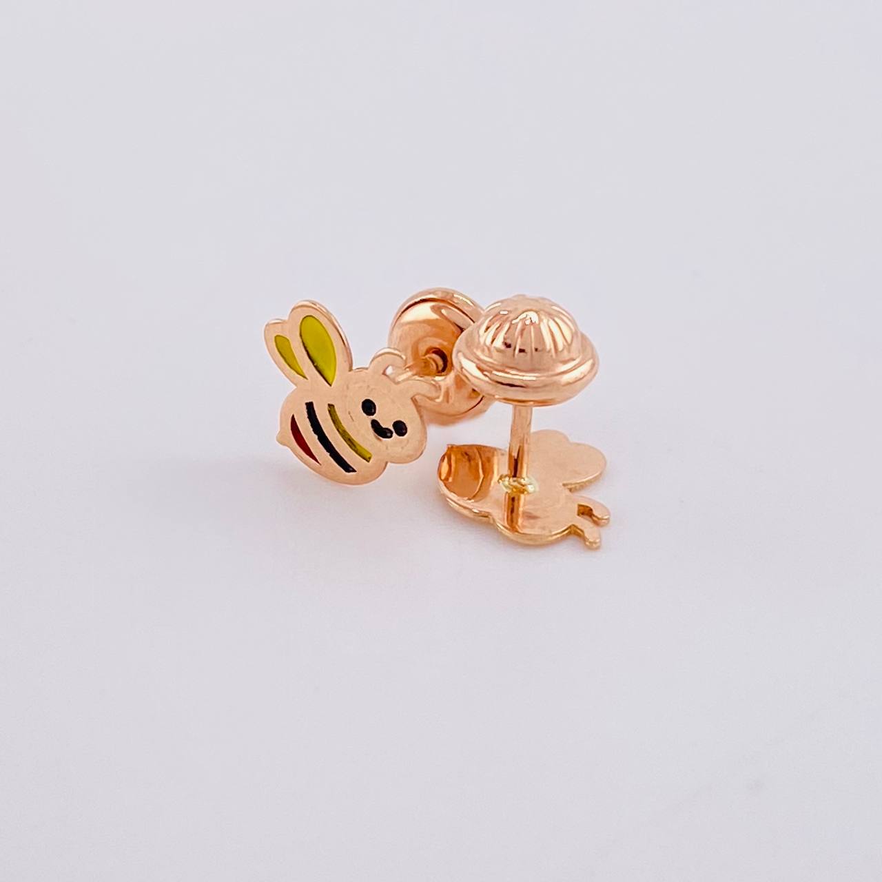 Stud Earrings Bee Tricolor 0.08g / in / 8.9mm Rose Gold 18K