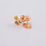 Stud Earrings Bee Tricolor 0.08g / in / 8.9mm Rose Gold 18K
