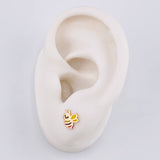Stud Earrings Bee Tricolor 0.08g / in / 8.9mm Rose Gold 18K