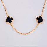 Paperclip Chain Clover Onyx 21.55g / 28 in / 2.15mm Rose Gold 18K