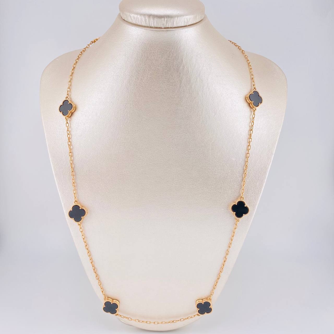 Paperclip Chain Clover Onyx 21.55g / 28 in / 2.15mm Rose Gold 18K