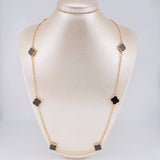 Paperclip Chain Clover Onyx 21.55g / 28 in / 2.15mm Rose Gold 18K