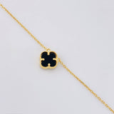 Classic Link Chain Clover Onyx 2.3g / 18 in / 1mm Yellow Gold 18K