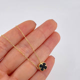 Classic Link Chain Clover Onyx 2.3g / 18 in / 1mm Yellow Gold 18K
