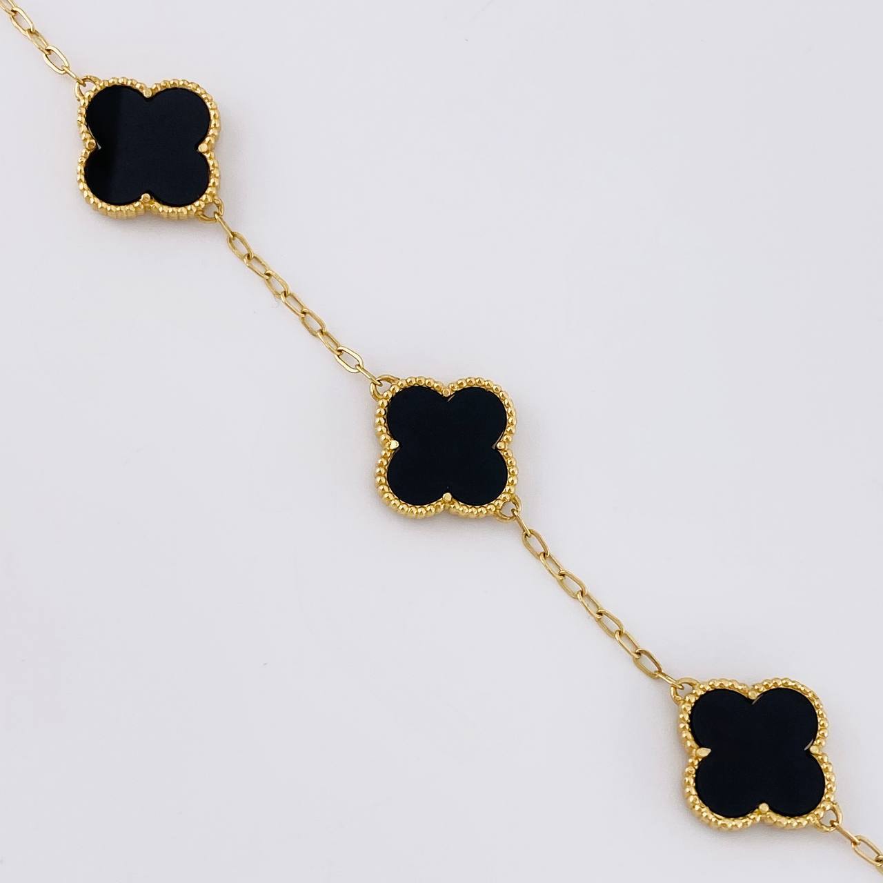 Classic Link Chain Clover Onyx 8.55g / 20 in / 1.55mm Yellow Gold 18K