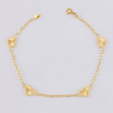 Pulso Cajón Corazón Diamantado 2.15g / 7 in / 1.6mm Oro Amarillo 18K