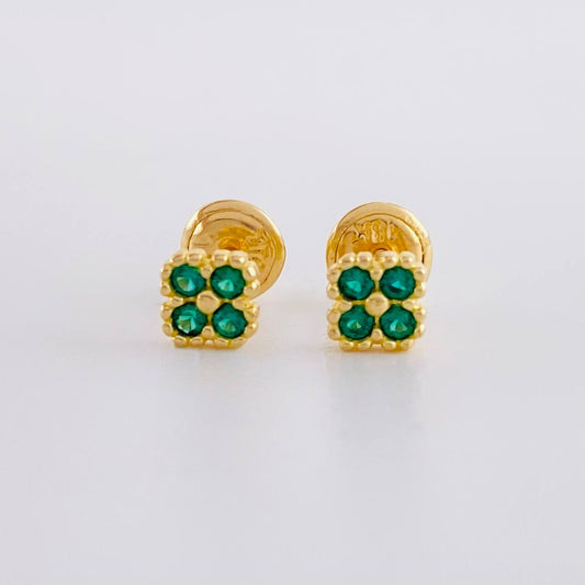 Stud Earrings Textured Edge Flower 1g / in / 4.9mm Yellow Gold 18K