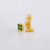Topos Flor Borde Texturizado 1g / in / 4.9mm Oro Amarillo 18K
