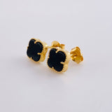 Clover Stud Earrings Black Onyx 2g / in / 7.9mm 18K Yellow Gold