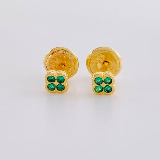 Stud Earrings Textured Edge Flower 0.7g / in / 3.6mm Yellow Gold 18K