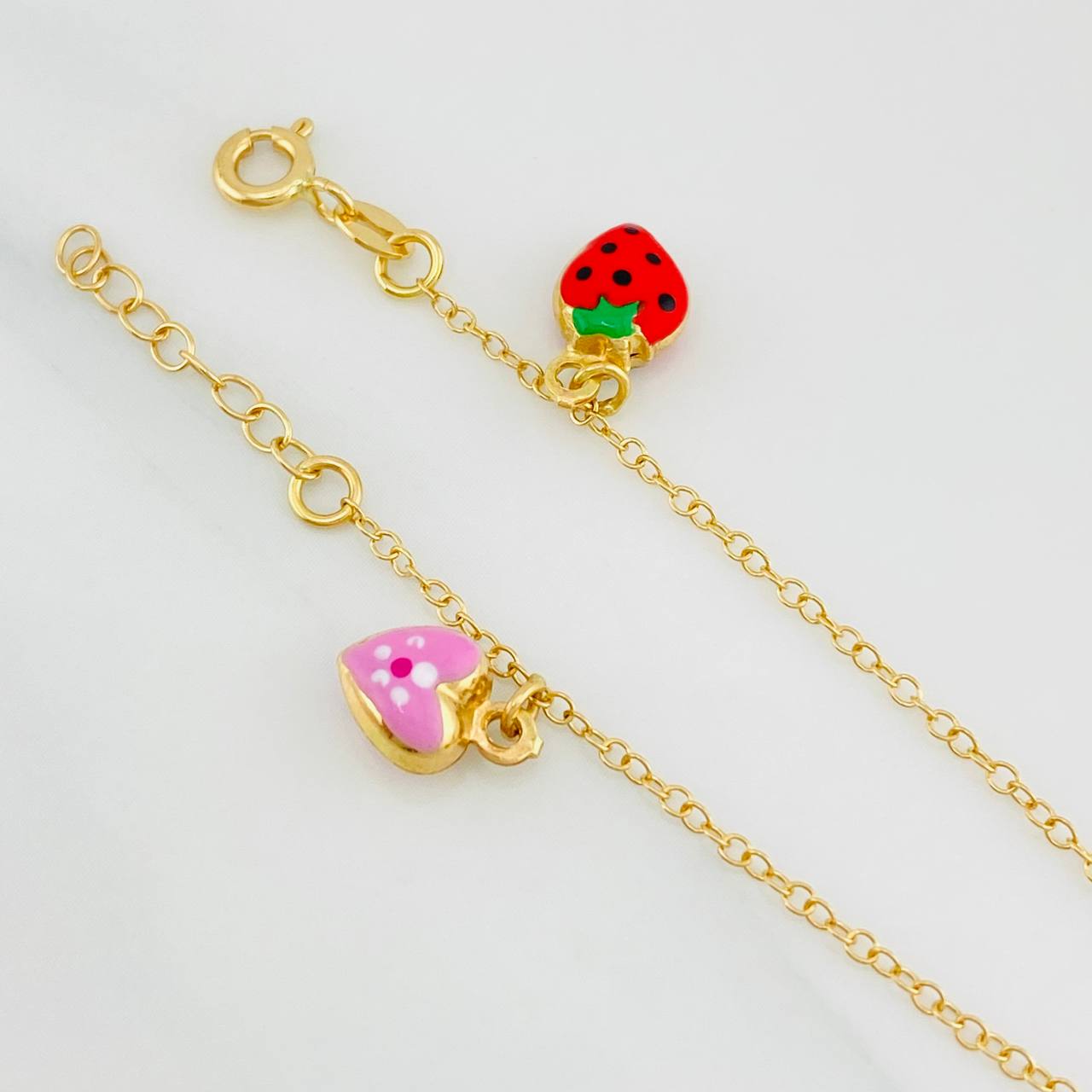 Pulso Modulable Rolo Frutas Corazones 2.6g / 6 1/4 in - 7 in / 1.23mm Oro Amarillo 18K