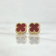 Topos Trébol VCyA 2.2gr / 8.6mm Ambar Rojo Punteado Broche Mariposa Oro Amarillo 18K