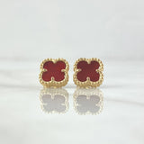 Topos Trébol VCyA 2.2gr / 8.6mm Ambar Rojo Punteado Broche Mariposa Oro Amarillo 18K