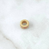 Charm Basted Wheel 1gr / 0.8cm / White and Fuchsia Zircons 18K Yellow Gold