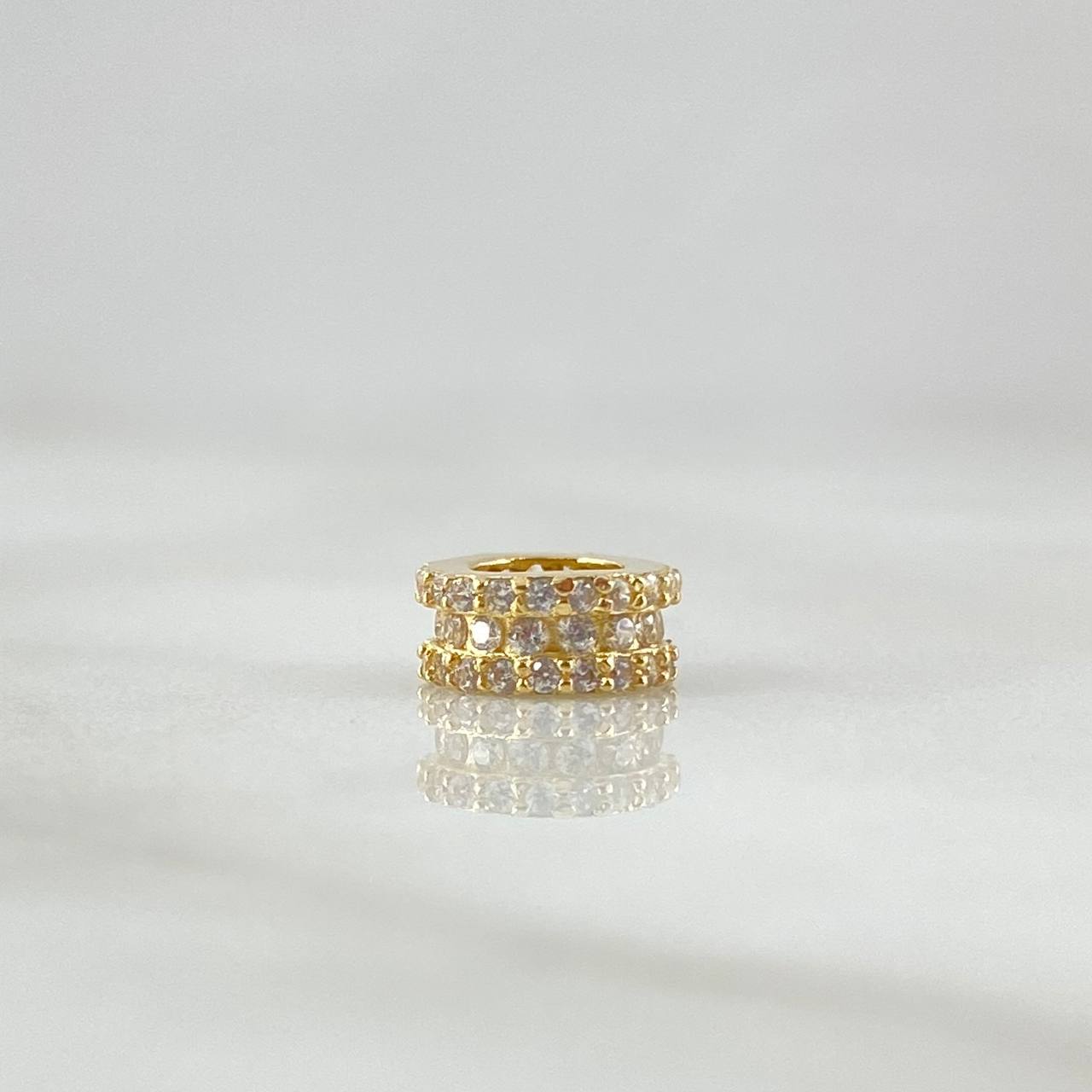 Charm Beaded Wheel 0.95gr / 0.8cm / White Zircons 18K Yellow Gold