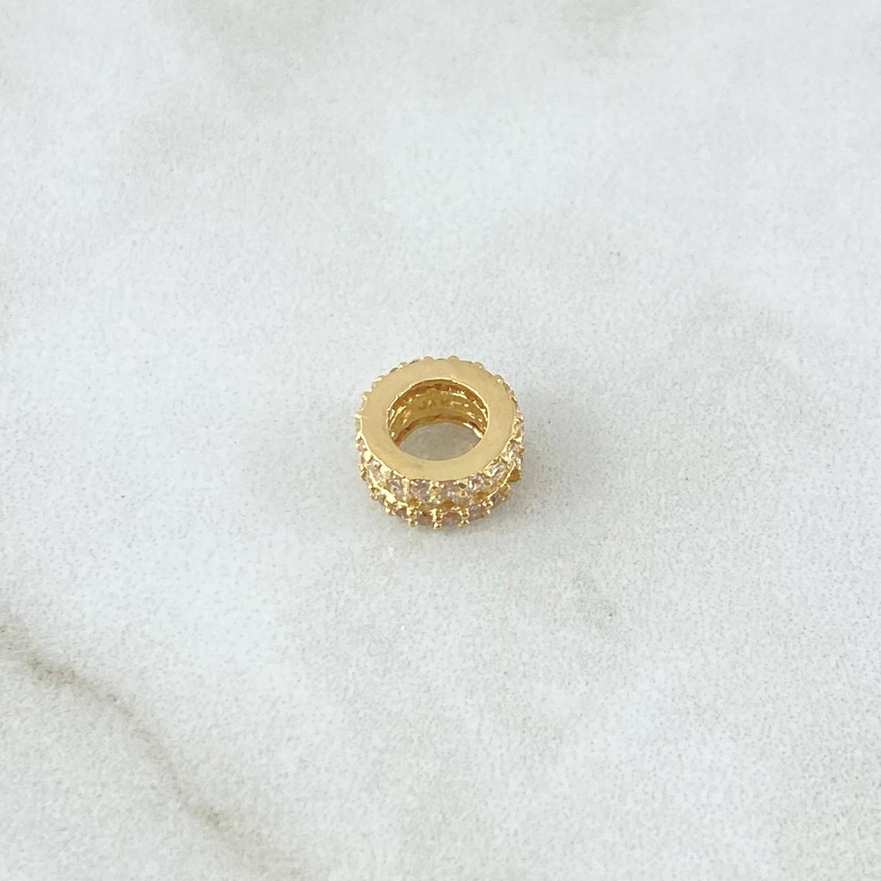 Herraje Rueda Basteada 1gr / 0.8cm / Circones Blancos Oro Amarillo 18K