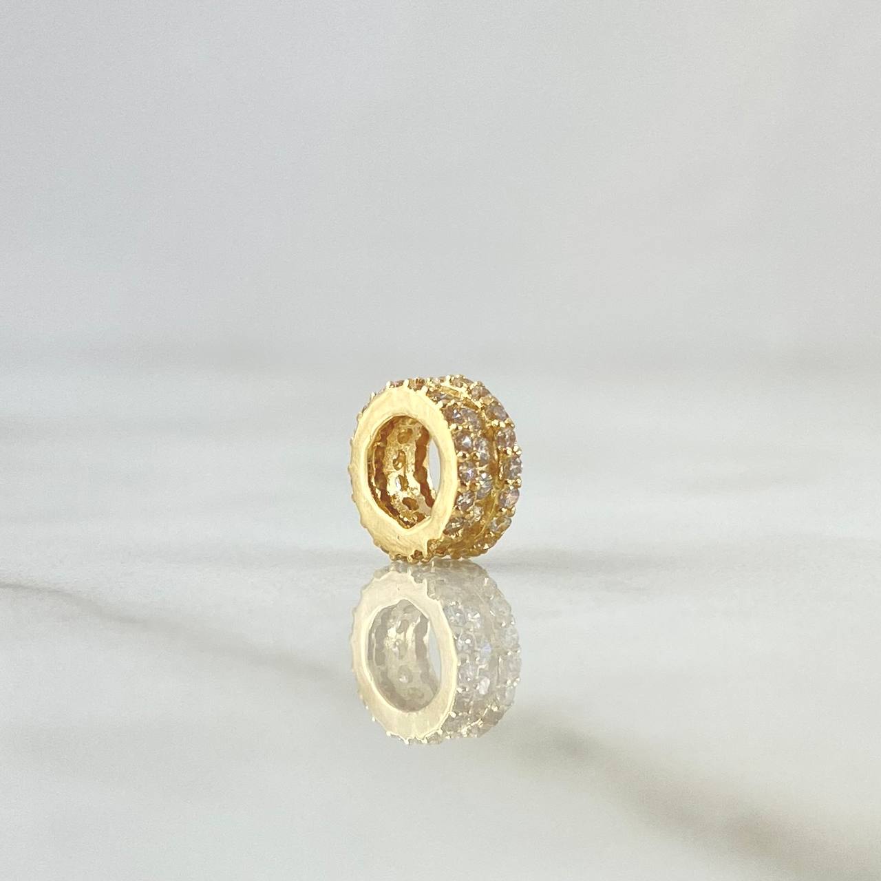 Charm Beaded Wheel 0.95gr / 0.8cm / White Zircons 18K Yellow Gold