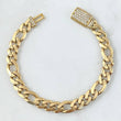 Figaro Bracelet 11.85gr / 22.5cm / 6.6mm Lobster Claw Box White Zirconia Yellow Gold 18K