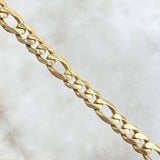 Pulso Figaro 10.75gr / 18cm / 6.6mm Broche Cajon Circones Blancos Oro Amarillo  18K