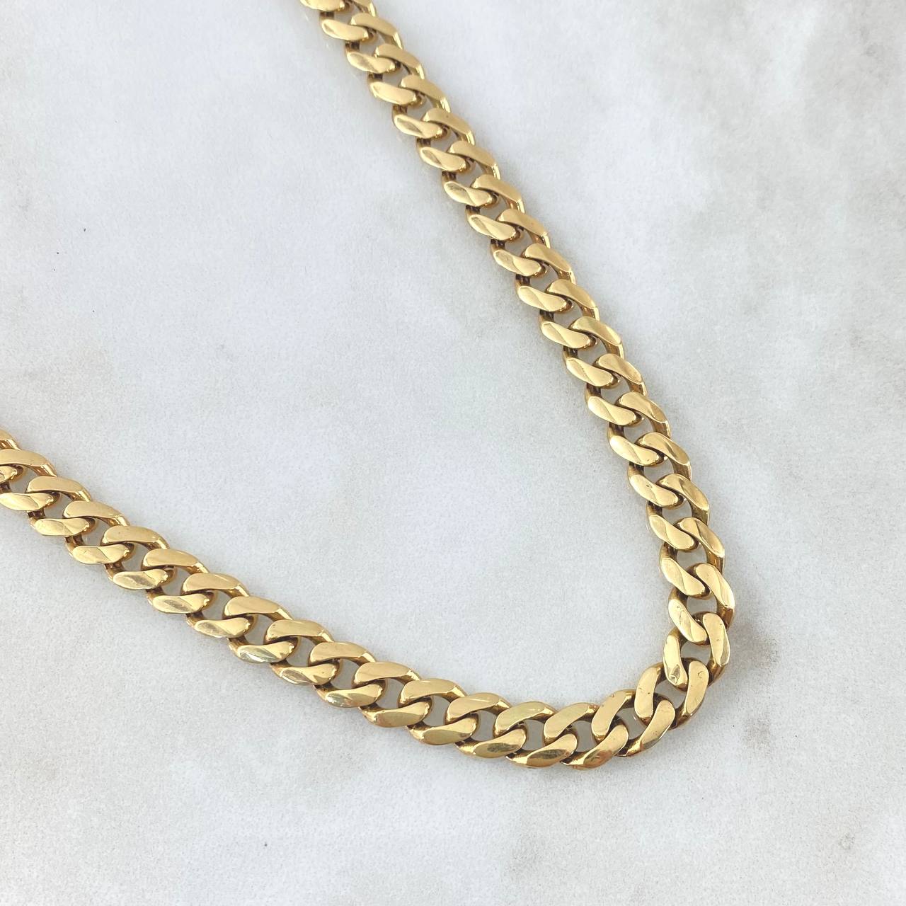 Cuban Links 33.8gr / 60cm / 6.9mm Lobster Claw Box White Zirconia Yellow Gold 18K ©