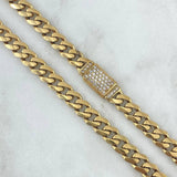 Cuban Links 33.8gr / 60cm / 6.9mm Lobster Claw Box White Zirconia Yellow Gold 18K ©